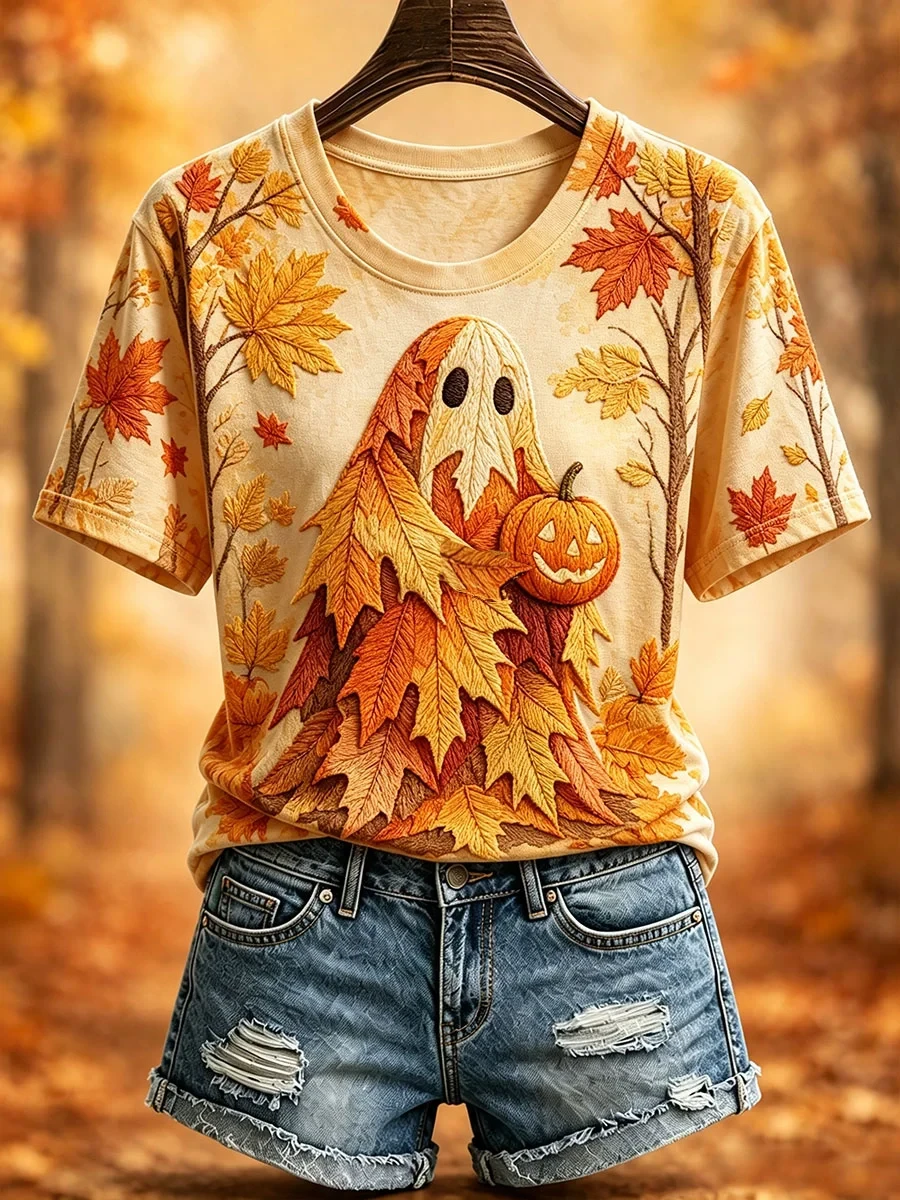 Autumn Ghost T-Shirt Fall Inspired Clothes Cute Halloween Gifts For Her - Kdjoy Autumn Ghost T-Shirt Fall Inspired Clothes Cute Halloween Gifts For Her - Kdjoy