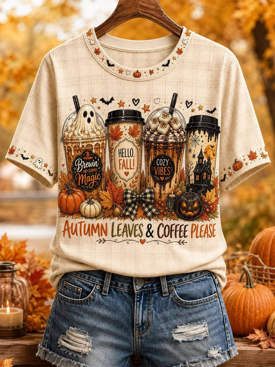 Autumn Leaves And Coffee Please T-Shirt Autumn Halloween Tee Gifts For Fall Apparel - Kdjoy Autumn Leaves And Coffee Please T-Shirt Autumn Halloween Tee Gifts For Fall Apparel - Kdjoy