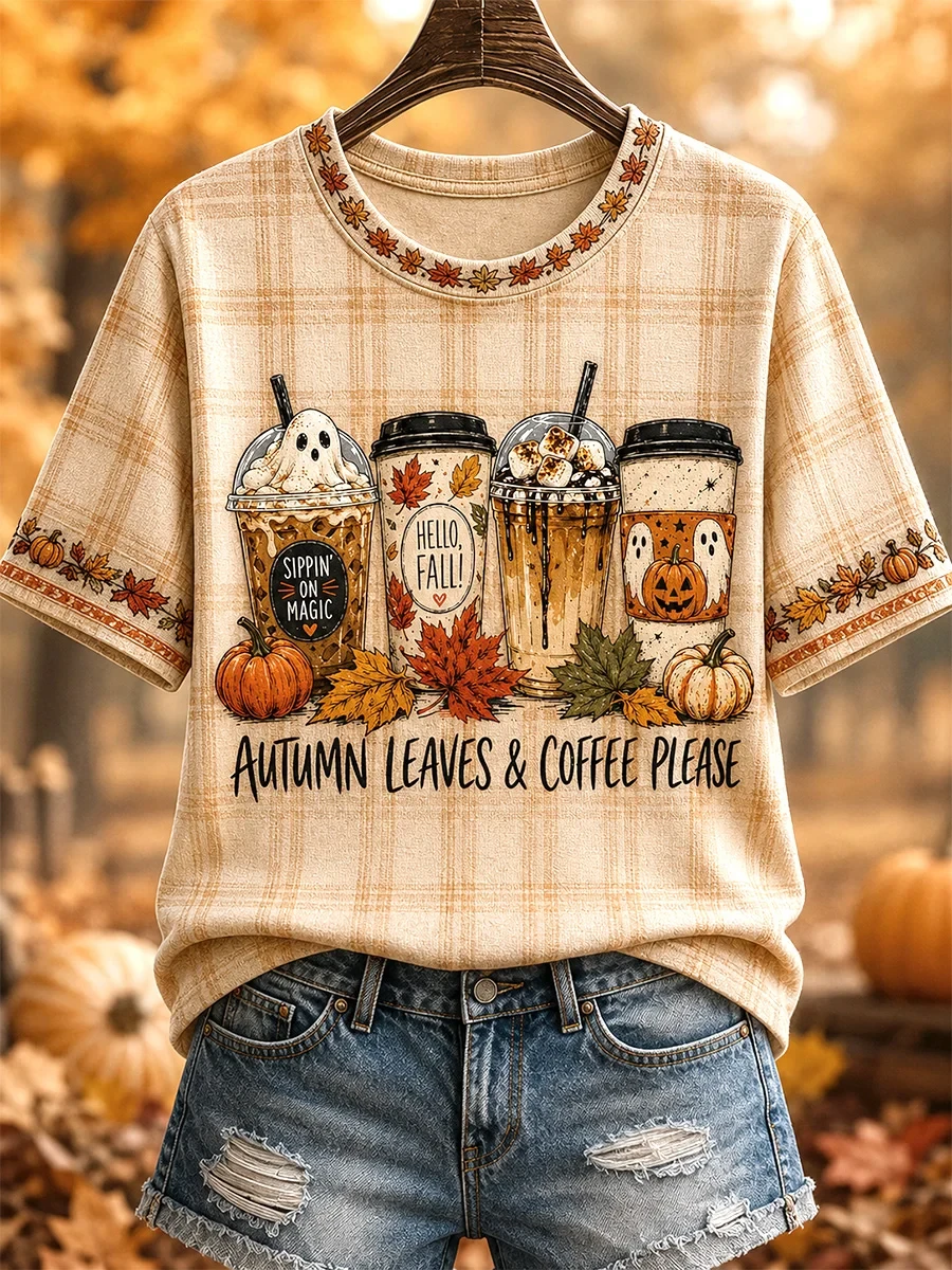 Autumn Leaves And Coffee Please T-Shirt Cute Halloween Outfits Gift For Coffee Lovers - Kdjoy Autumn Leaves And Coffee Please T-Shirt Cute Halloween Outfits Gift For Coffee Lovers - Kdjoy