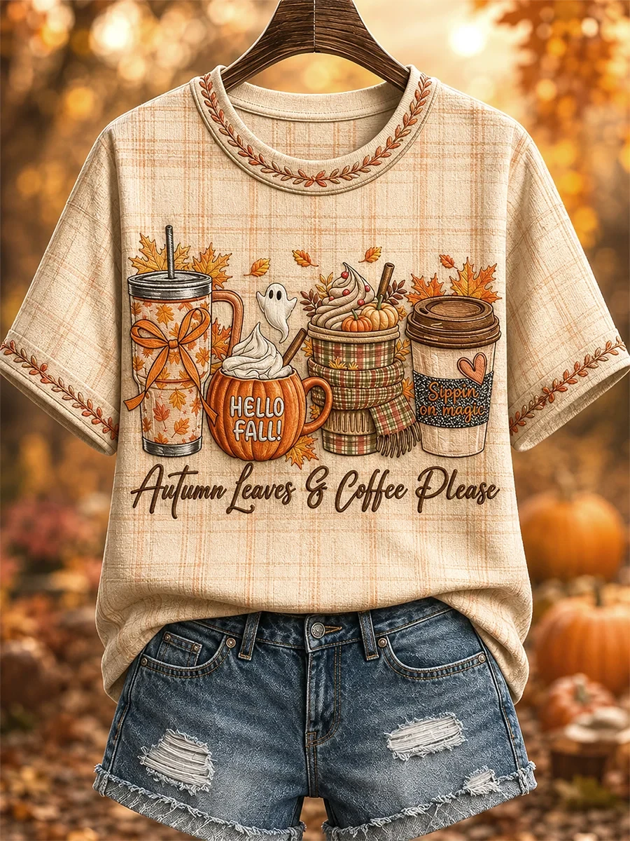 Autumn Leaves And Coffee Please T-Shirt Fall Inspired Clothes Halloween Present Ideas - Kdjoy Autumn Leaves And Coffee Please T-Shirt Fall Inspired Clothes Halloween Present Ideas - Kdjoy