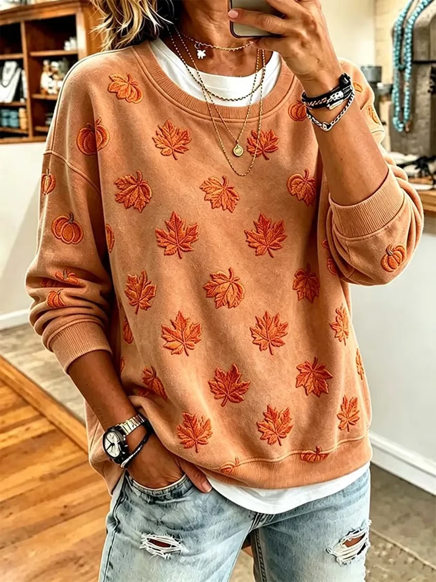 Autumn Leaves And Pumpkins Sweatshirt Fall Autumn Clothing New Season Ideas - Kdjoy