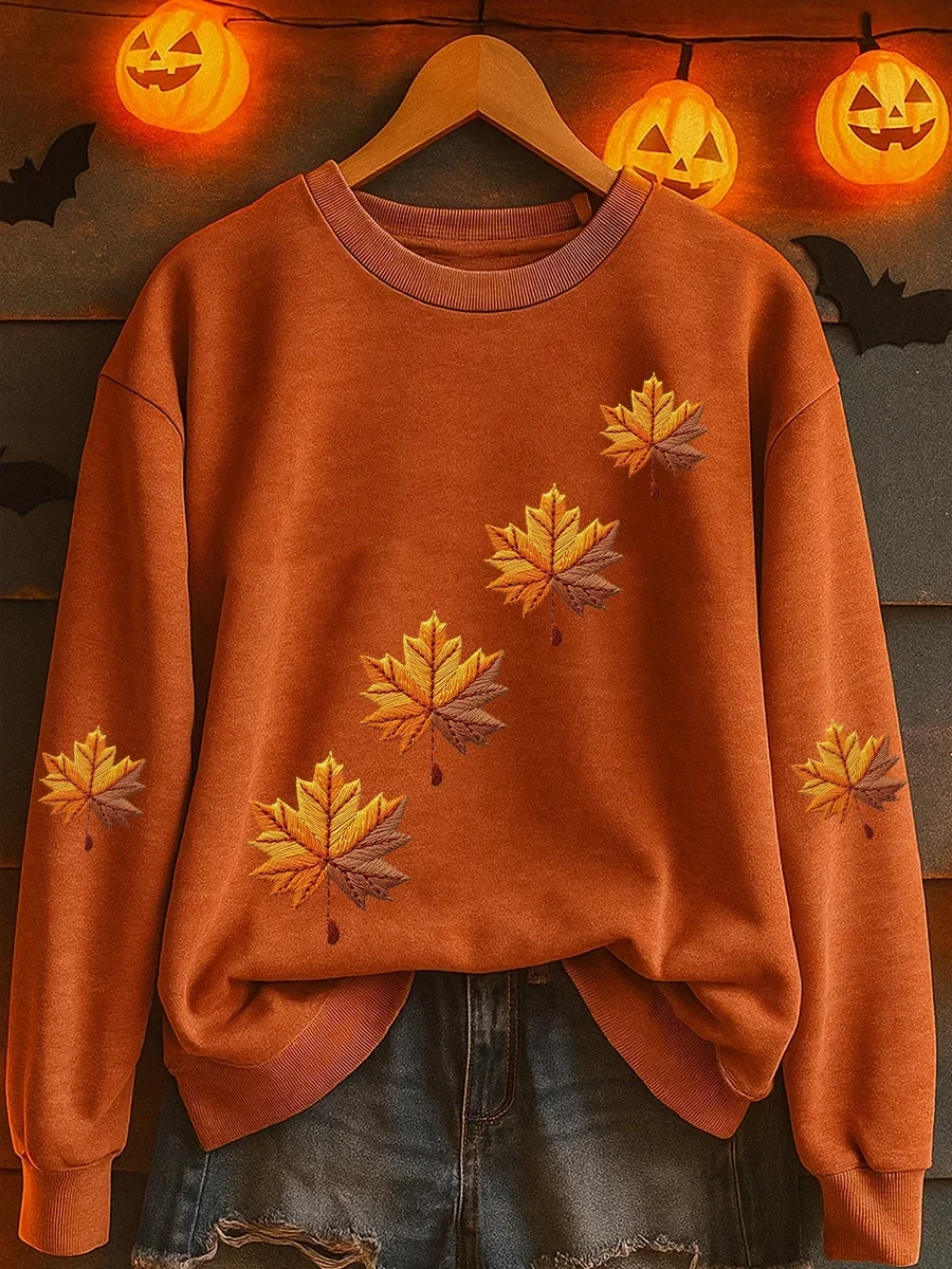 Autumn Leaves Sweatshirt Fall Leaves Clothing Apparel For Spooky Lovers - Kdjoy