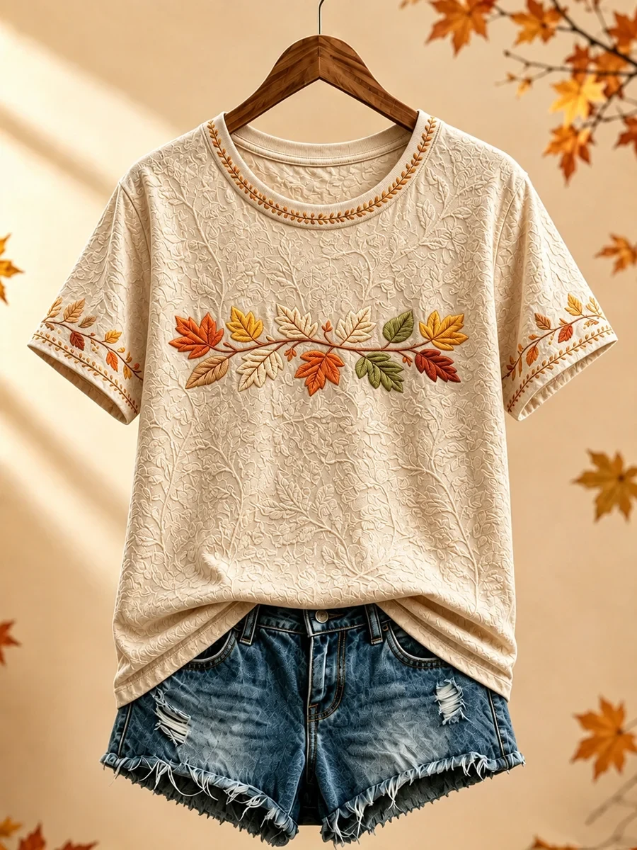 Autumn Maple Leaf T-Shirt Cute Fall Clothes Birthday Gift For Sisters - Kdjoy