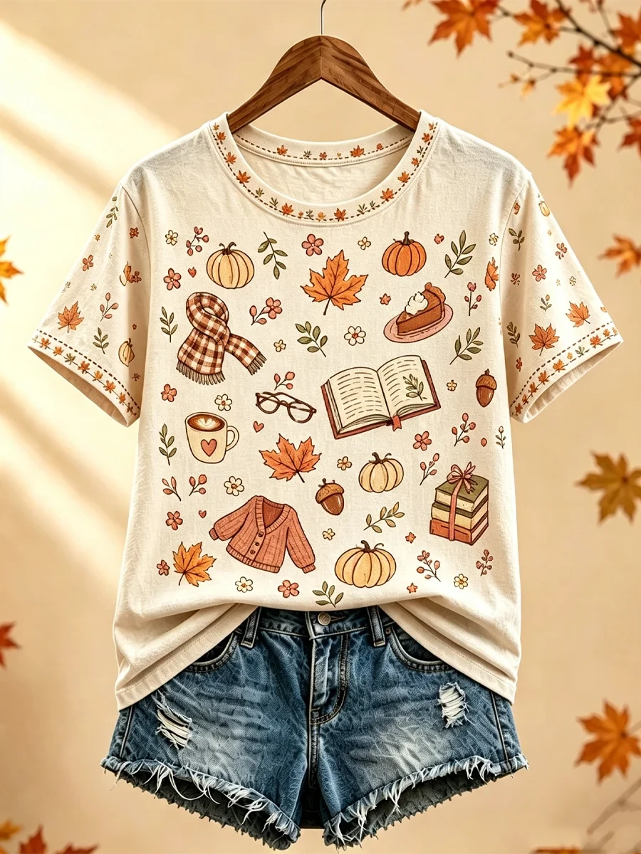 Autumn Maple Leaf T-Shirt Fall Themed Apparel Cute Gifts For Sisters - Kdjoy Autumn Maple Leaf T-Shirt Fall Themed Apparel Cute Gifts For Sisters - Kdjoy
