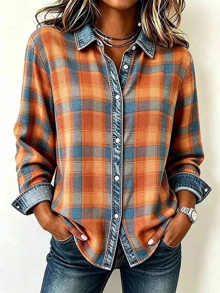 Autumn Pumpkin Button-Up Long-Sleeve Shirt Autumn Clothing Present Ideas For Her Autumn Pumpkin Button-Up Long-Sleeve Shirt Autumn Clothing Present Ideas For Her