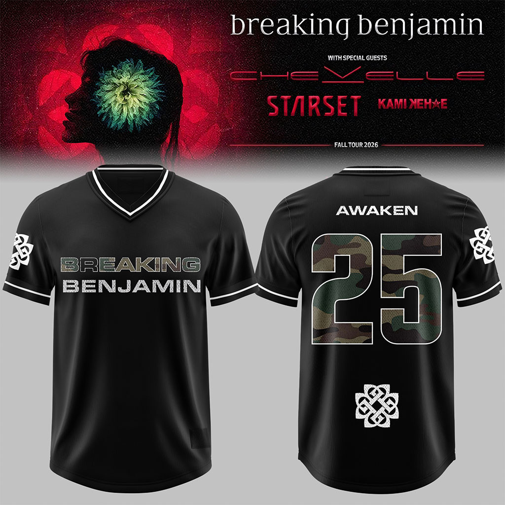 Awaken #25 Breaking Benjamin American Tour 2026 V-Neck Jersey Breaking Benjamin Merch - Kdjoy
