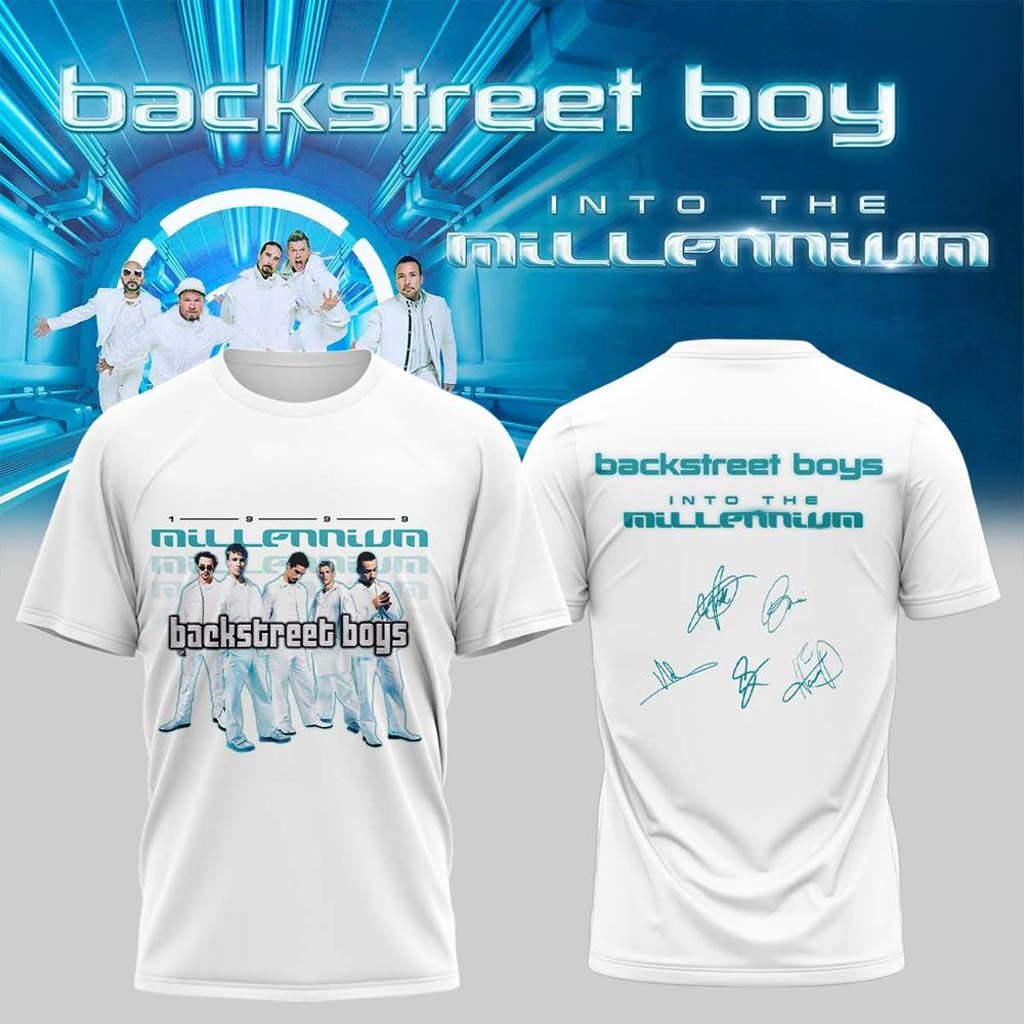 Backstreet Boys Merch 2026 Into The Millennium Signature T-Shirt White Music Fan Apparel - Kdjoy