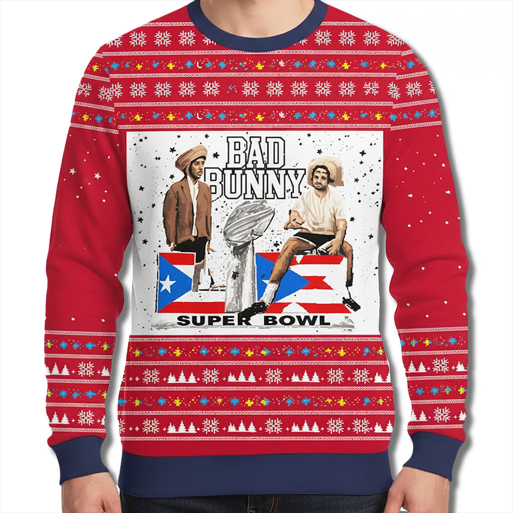 Bad Bunny Benito Bowl 2026 Ugly Christmas Sweater Bad Bunny Super Bowl Merch Fan Gifts - Kdjoy