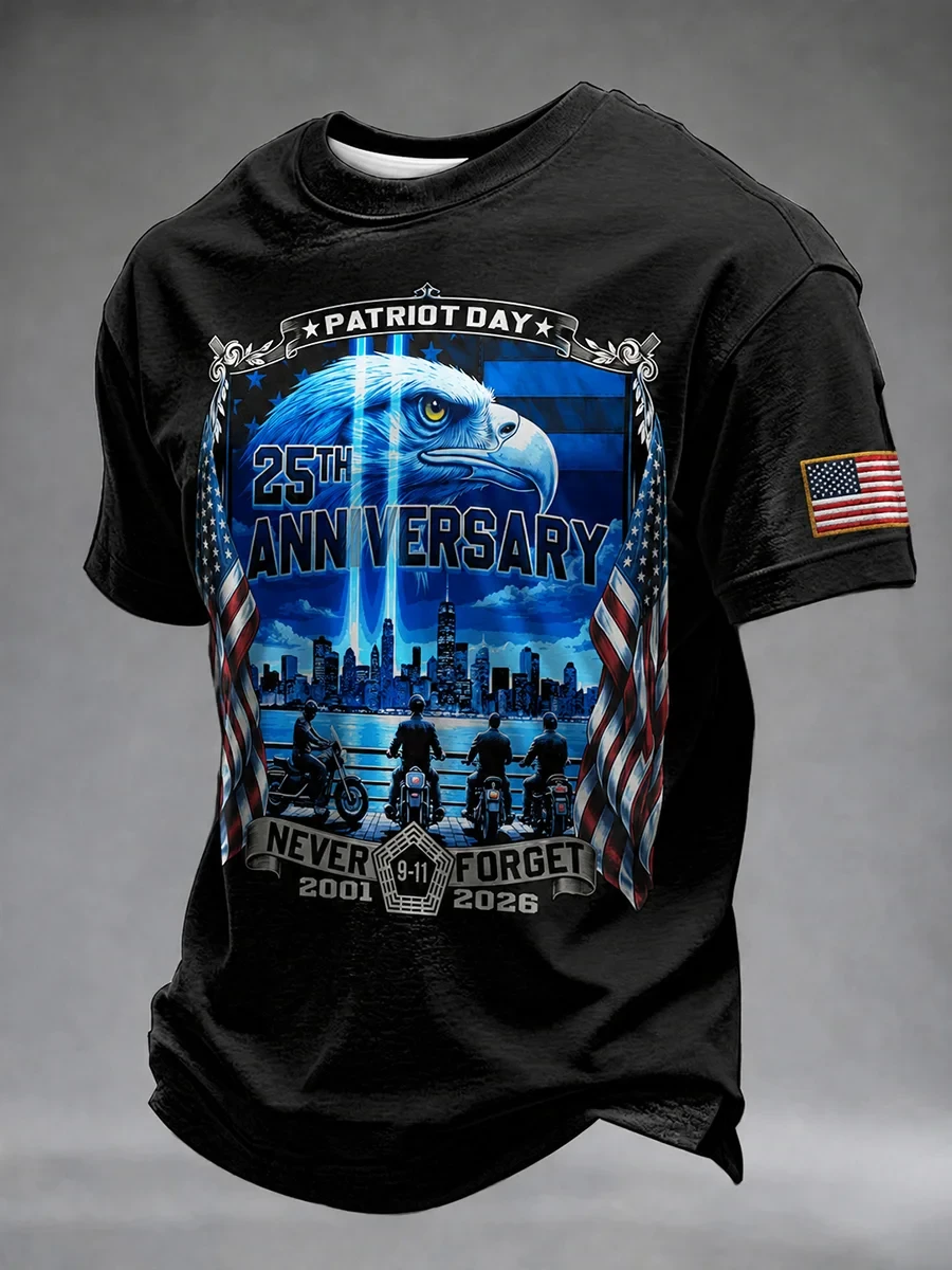 Bald Eagle 911 Never Forget Shirt 25th Anniversary Memorial T-Shirt Patriot Day Gifts - Kdjoy