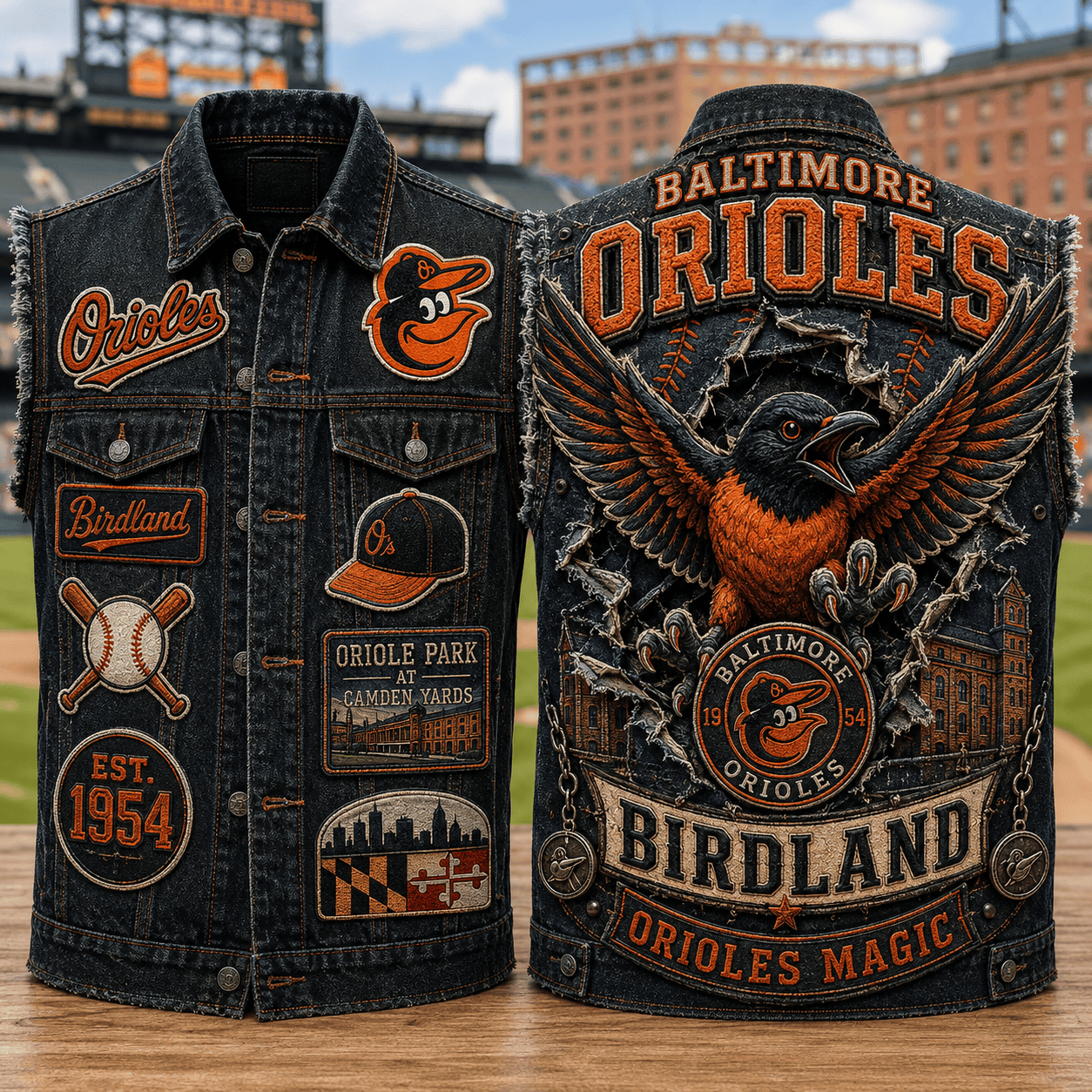 Baltimore Orioles Merch Birdland Orioles Magic Denim Vest Present For Baseball Fans - Kdjoy