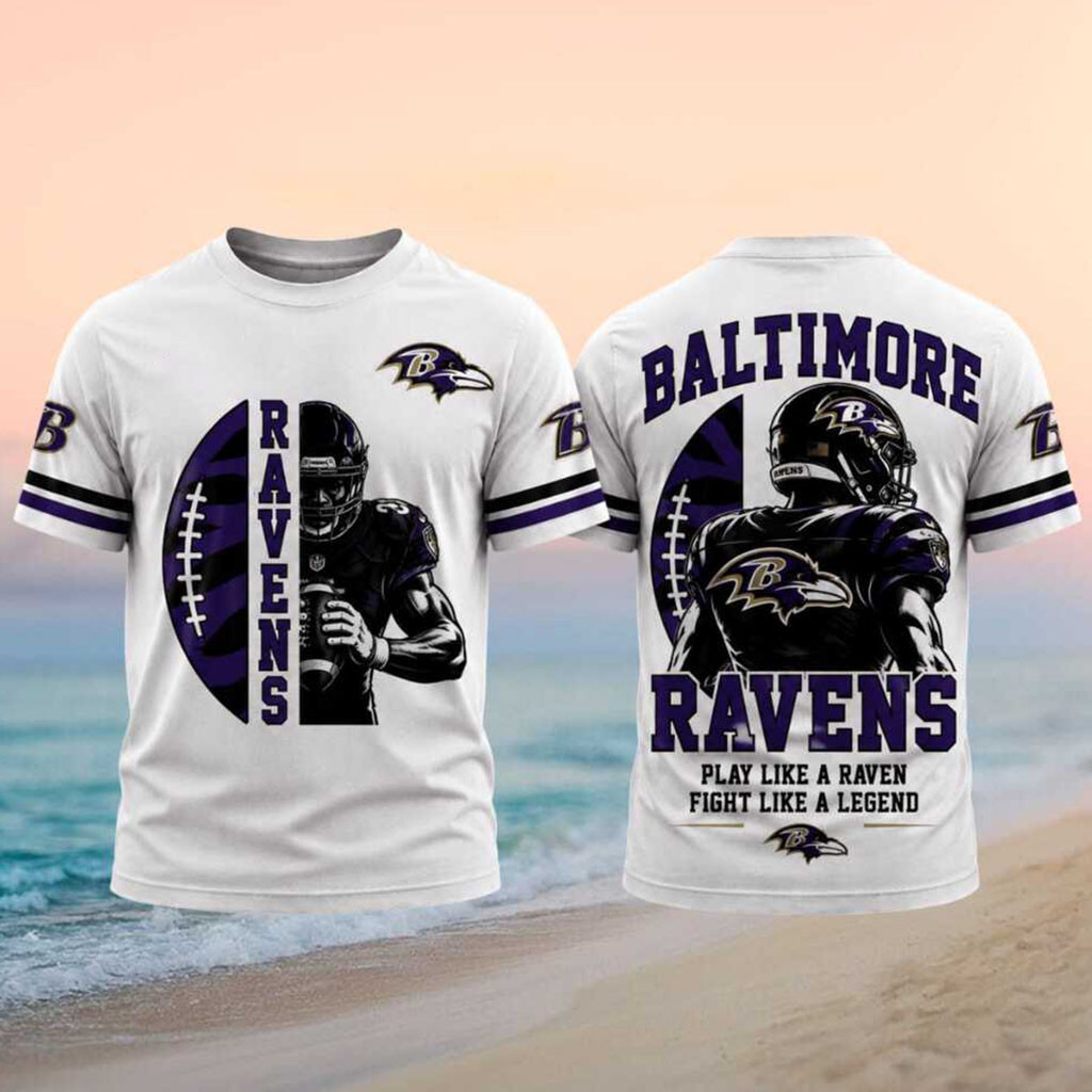 Baltimore Ravens Merch Fight Like A Legend T-Shirt Game Day Apparel Baltimore Ravens Fans Gifts - Kdjoy