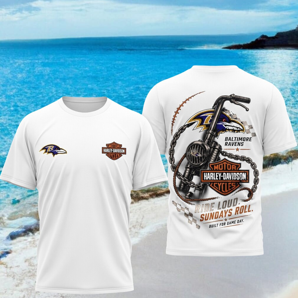 Baltimore Ravens Motorcycle Ride Loud Sundays Roll Biker Shirt Baltimore Ravens Merch Fan Gifts - Kdjoy
