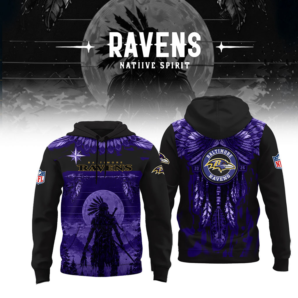 Baltimore Ravens Native Spirit Heritage Hoodie 2026 Baltimore Ravens Merch Football Fan Gifts - Kdjoy
