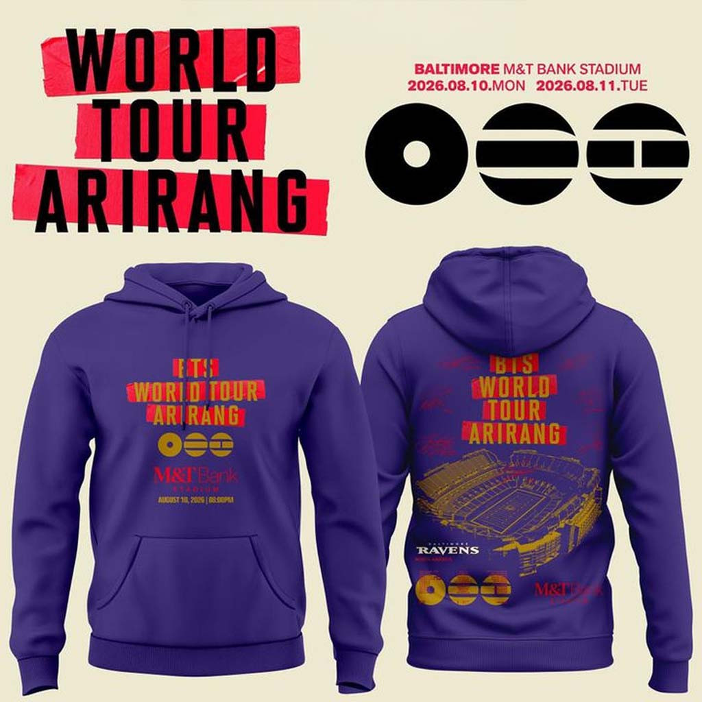 Baltimore Ravens X BTS World Tour Arirang In Baltimore Hoodie BTS Concert Merch 2026 Fan Gifts - Kdjoy
