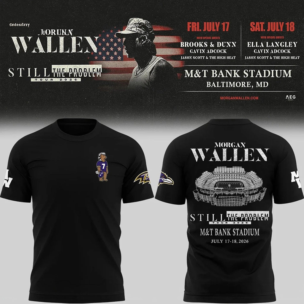 Baltimore Ravens X Morgan Wallen Black T-Shirt 2026 Ravens Merch Presents For Football Fans - Kdjoy