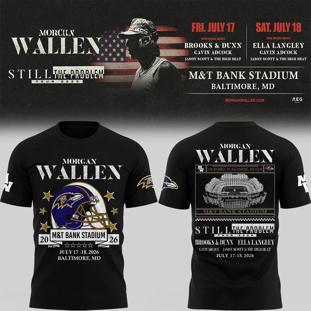 Baltimore Ravens X Morgan Wallen Merch 2026 Still The Problem Tour T-Shirt Black Music Fan Gift - Kdjoy Baltimore Ravens X Morgan Wallen Merch 2026 Still The Problem Tour T-Shirt Black Music Fan Gift - Kdjoy