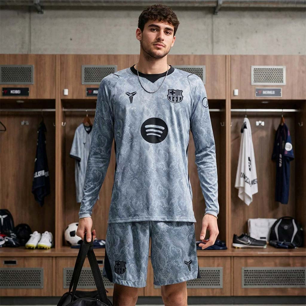 Barca X Kobe Bryant Goalkeeper Long Sleeve Jersey And Shorts Set FC Barcelona Merch - Kdjoy