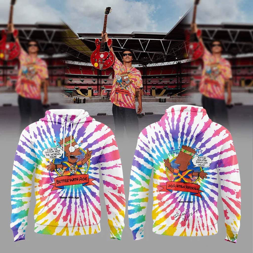 Bart Simpson Better With Age Tie Dye Graphic Hoodie Cartoon Fan Gifts For Brothers - Kdjoy