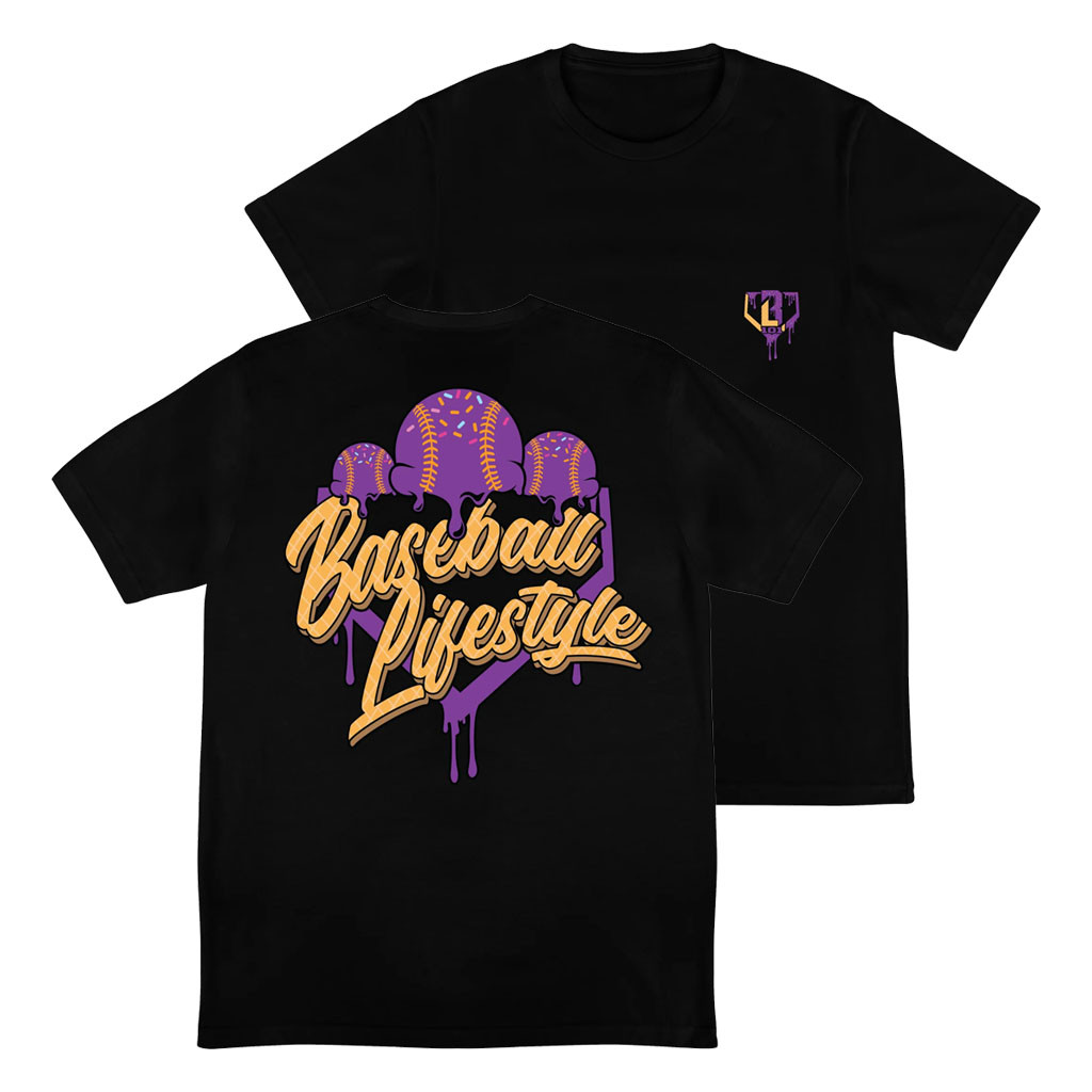 Baseball Lifestyle 101 Merch 2026 Ice Cream T-Shirt Black Present For Baseball Fans