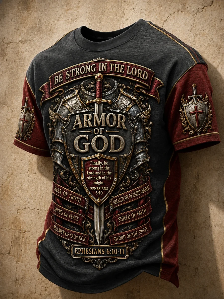 Be Strong In The Lord Armor Of God T-Shirt Christian Armor Shirt Halloween Apparel For Him - Kdjoy