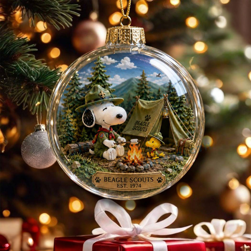 Beagle Scouts Est 1974 Campfire Globe Ornament Cute Snoopy Xmas Ornament Christmas Gifts - Kdjoy