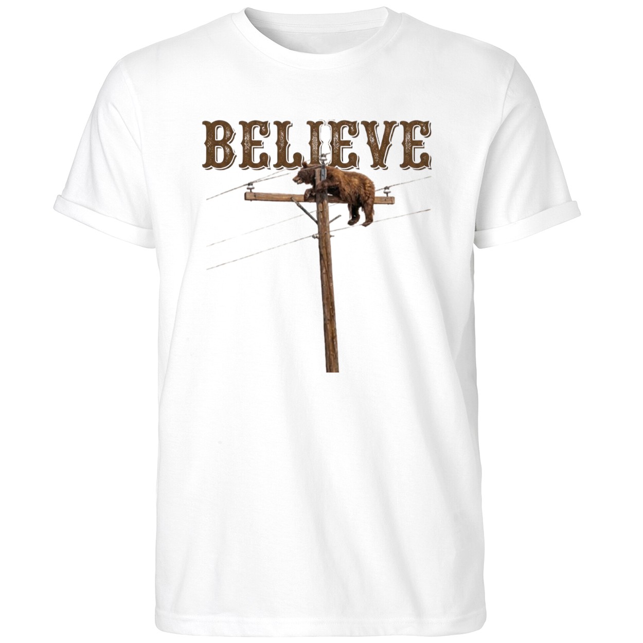Believe Bear On Top Of The Light Pole Shirt Funny Lineman T-Shirt Gifts For BFF - Kdjoy