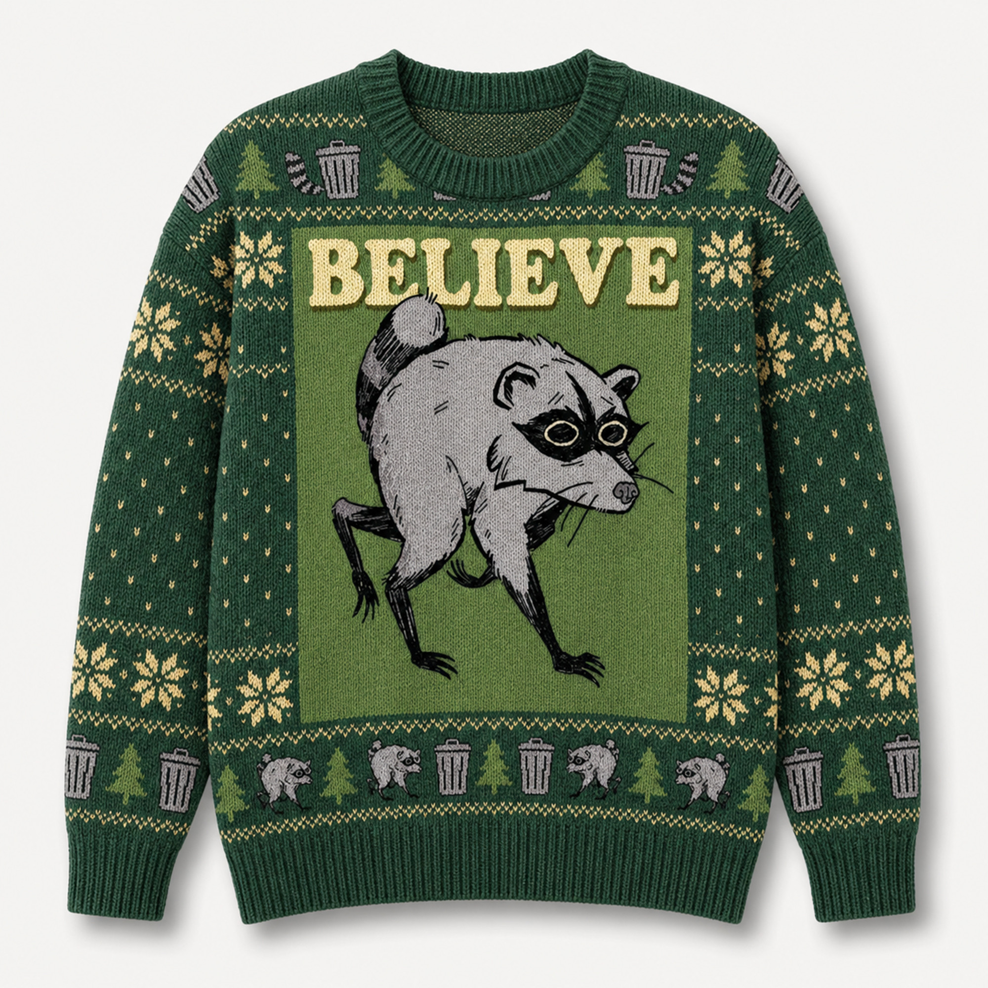 Believe Jimothy Raccoon Ugly Holiday Sweater Christmas Jumper Gift For Friends - Kdjoy