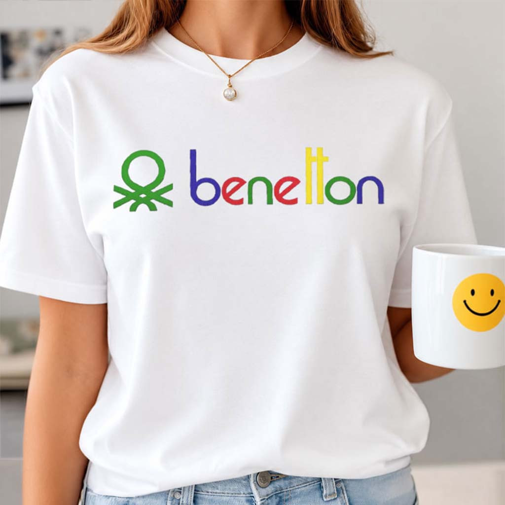 Benetton Rainbow Logo 80's Vintage Vibe T-Shirt Unique Gift For Sisters - Kdjoy