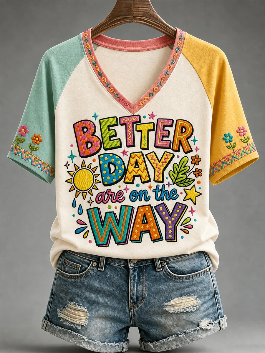 Better Days Are On The Way V-Neck T-Shirt Women Positive Apparel Gifts For BFF - Kdjoy Better Days Are On The Way V-Neck T-Shirt Women Positive Apparel Gifts For BFF - Kdjoy