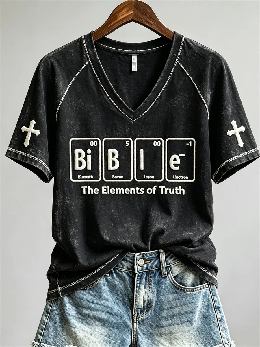 Bible The Elements Of Truth Funny Chemical Elements V-Neck Shirt Gifts For Christian Friends - Kdjoy Bible The Elements Of Truth Funny Chemical Elements V-Neck Shirt Gifts For Christian Friends - Kdjoy