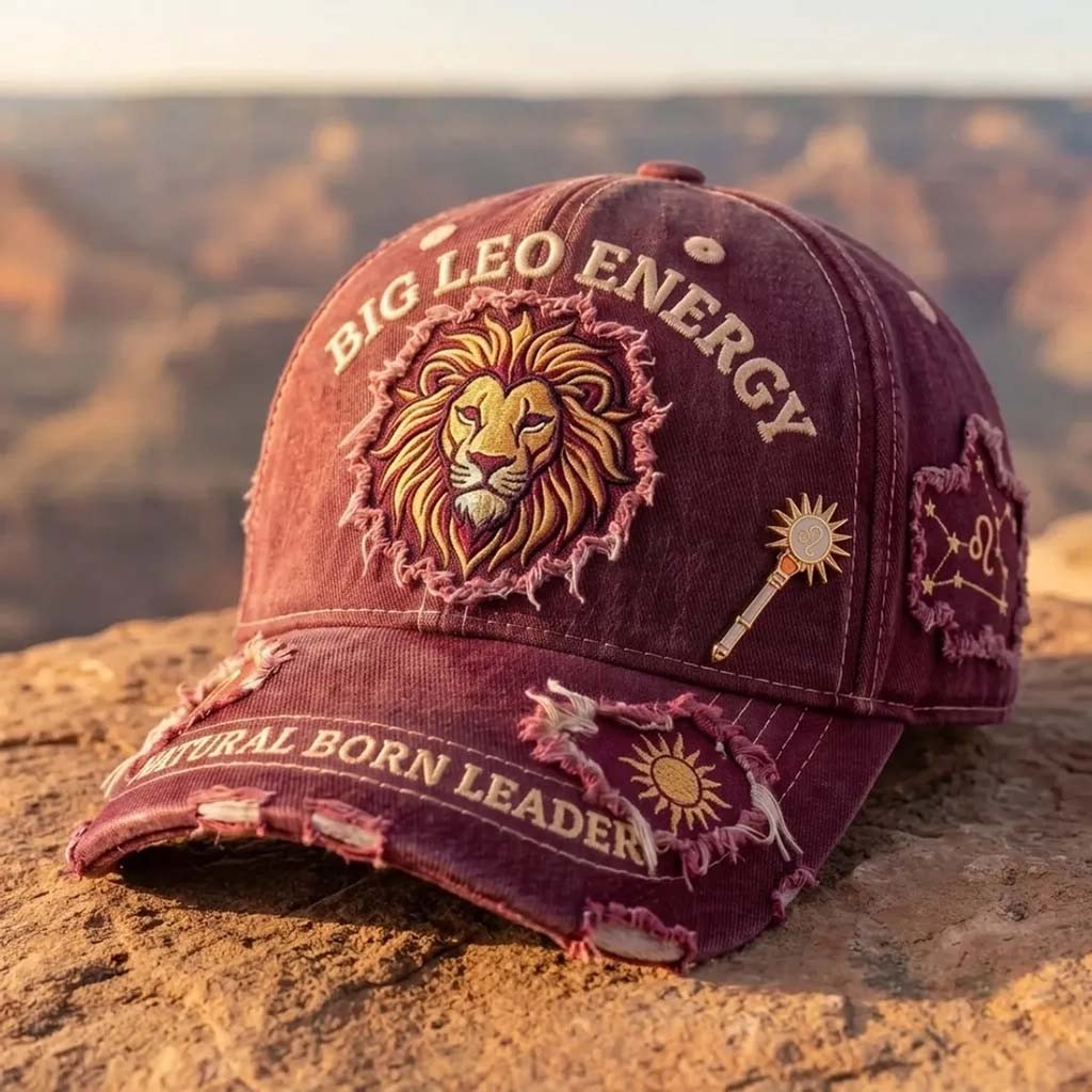 Big Leo Energy Distressed Hat Natural Born Leader Baseball Cap Zodiac Merch Leo Birthday Gifts - Kdjoy Big Leo Energy Distressed Hat Natural Born Leader Baseball Cap Zodiac Merch Leo Birthday Gifts - Kdjoy