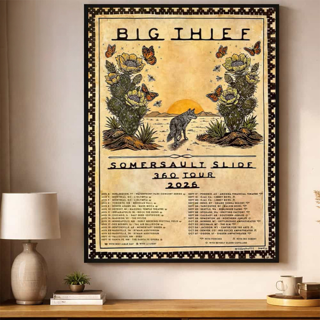 Big Thief Merch 2026 Somersault Slide 360 Tour North American Schedule Tour Dates Poster - Kdjoy Big Thief Merch 2026 Somersault Slide 360 Tour North American Schedule Tour Dates Poster - Kdjoy
