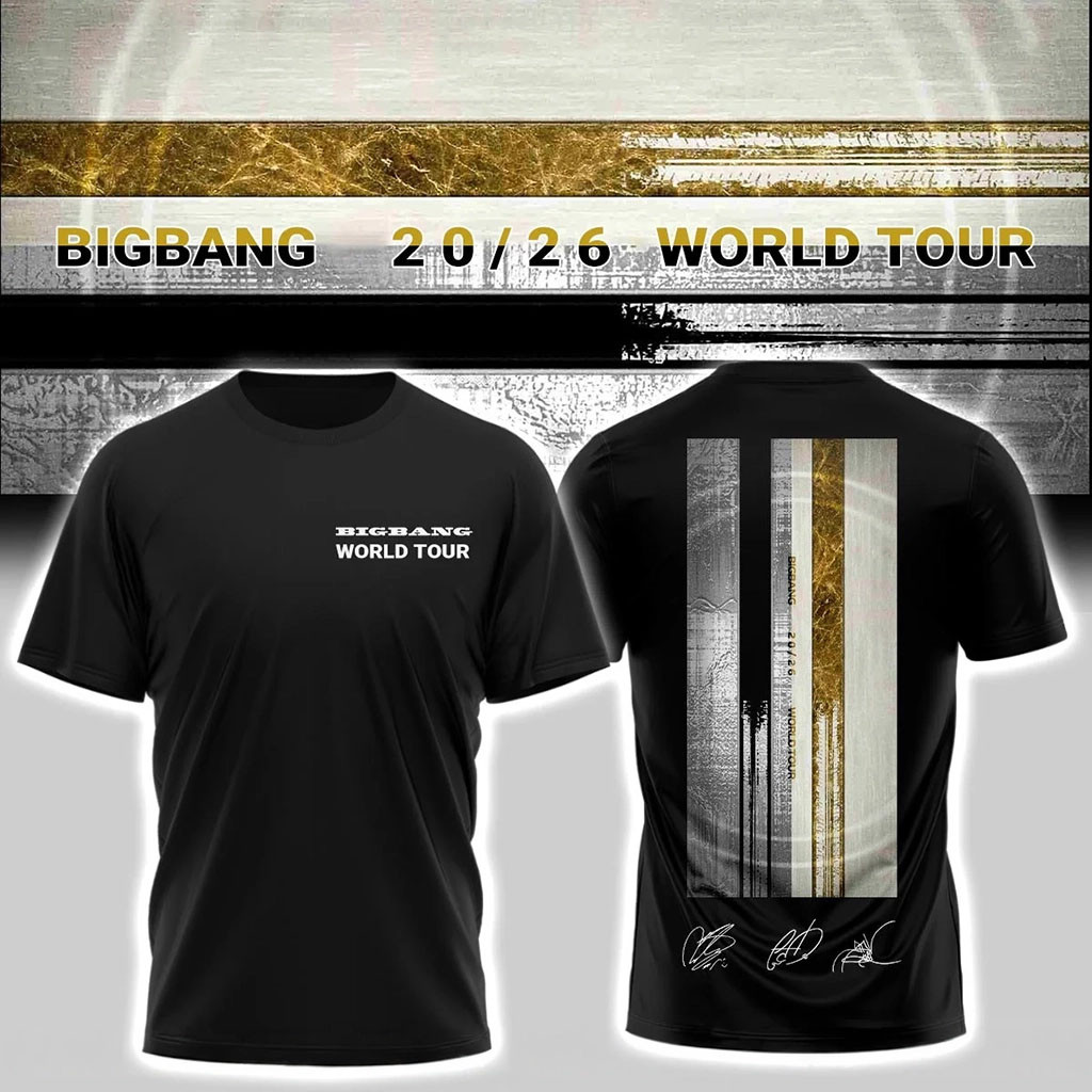 BigBang Merch 2026 BigBang World Tour Signature T-Shirt Black BigBang Shirts Present For VIP