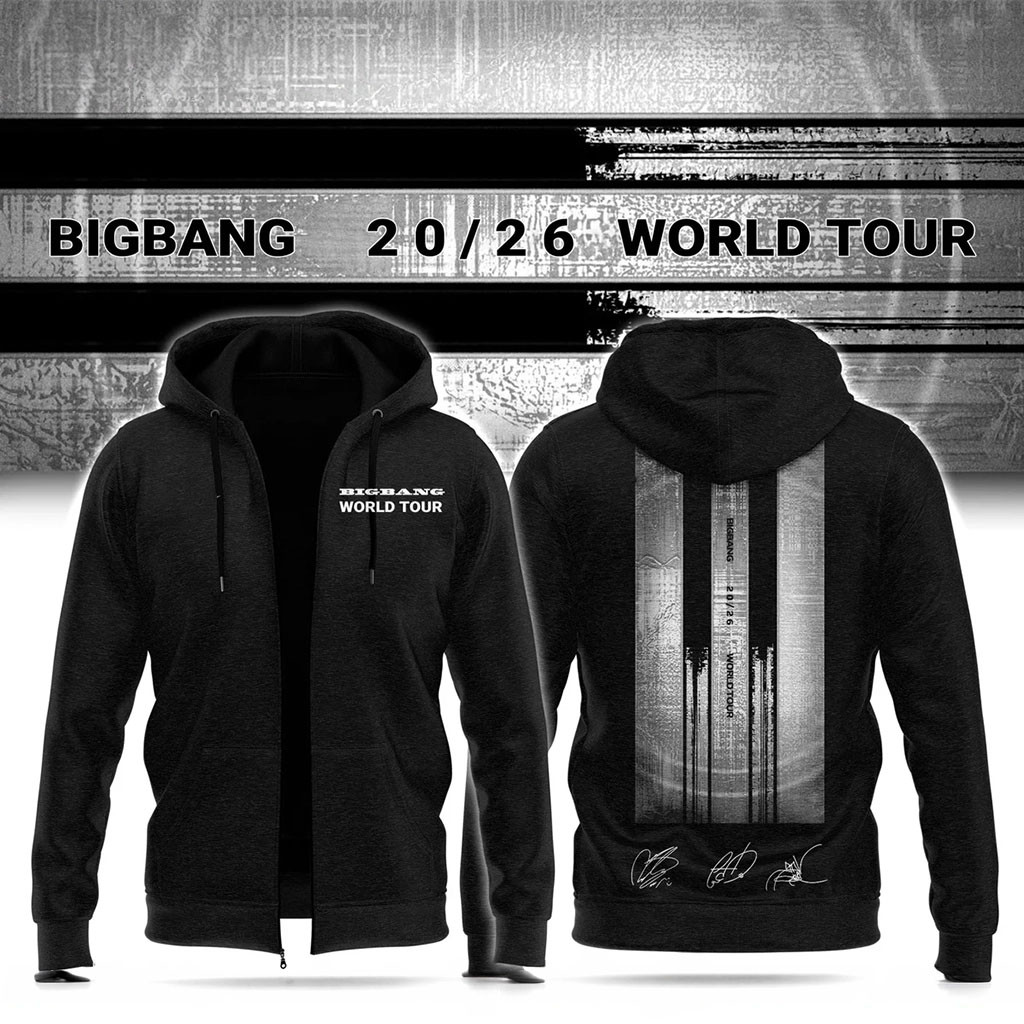 BigBang Merch 2026 BigBang World Tour Zip Hoodie Signature Gift For Kpop Fans