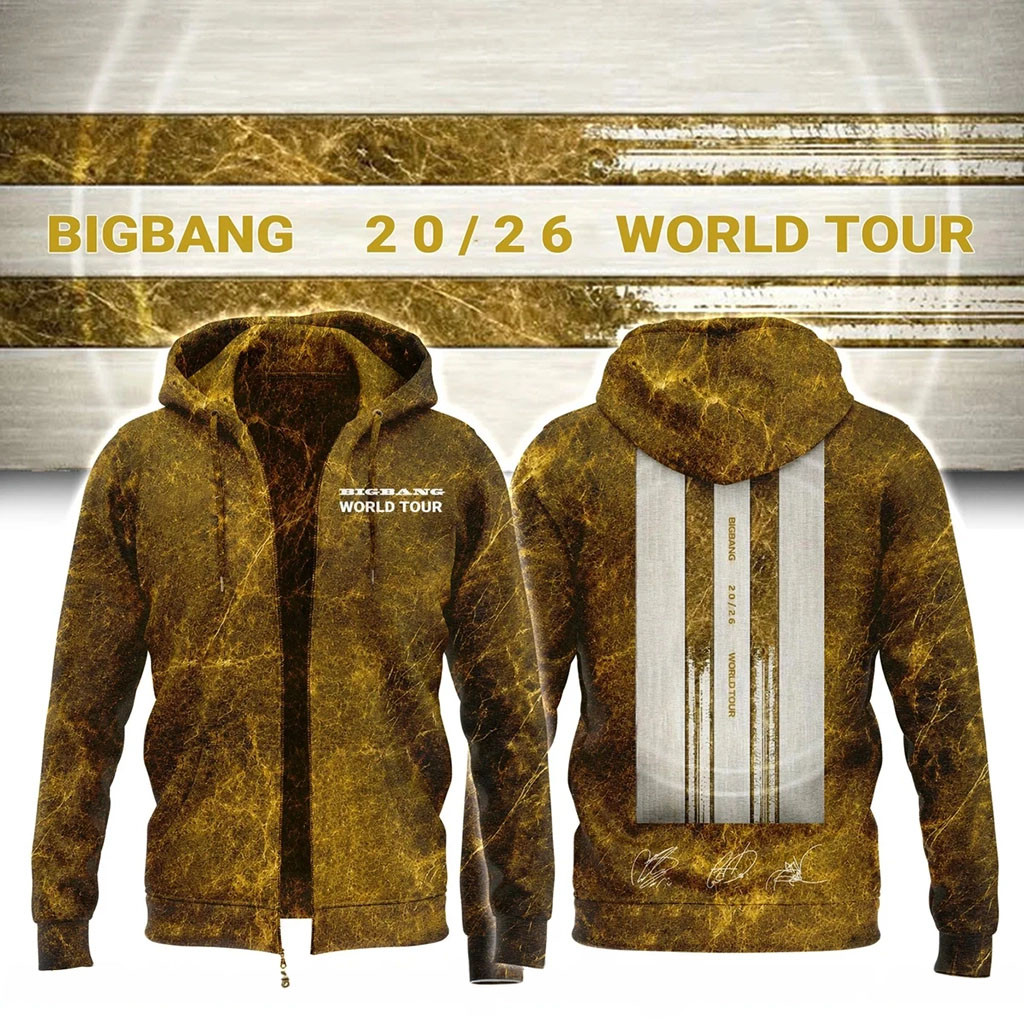 BigBang Merch 2026 BigBang World Tour Zip Hoodie Signature Kpop Gear Gift For VIP
