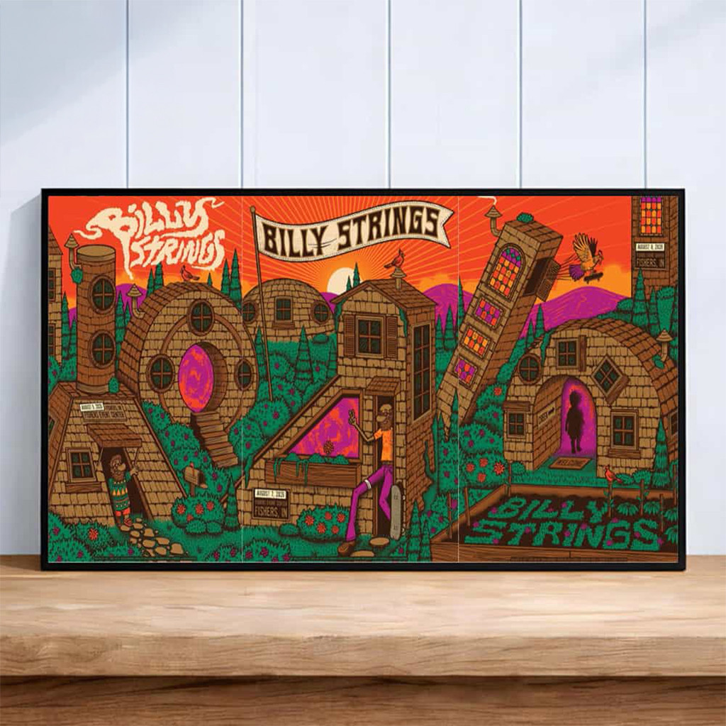 Billy Strings Fishers IN 2026 Poster 3 Nights Art By Status Serigraph Poster Billy Strings Merch - Kdjoy Billy Strings Fishers IN 2026 Poster 3 Nights Art By Status Serigraph Poster Billy Strings Merch - Kdjoy