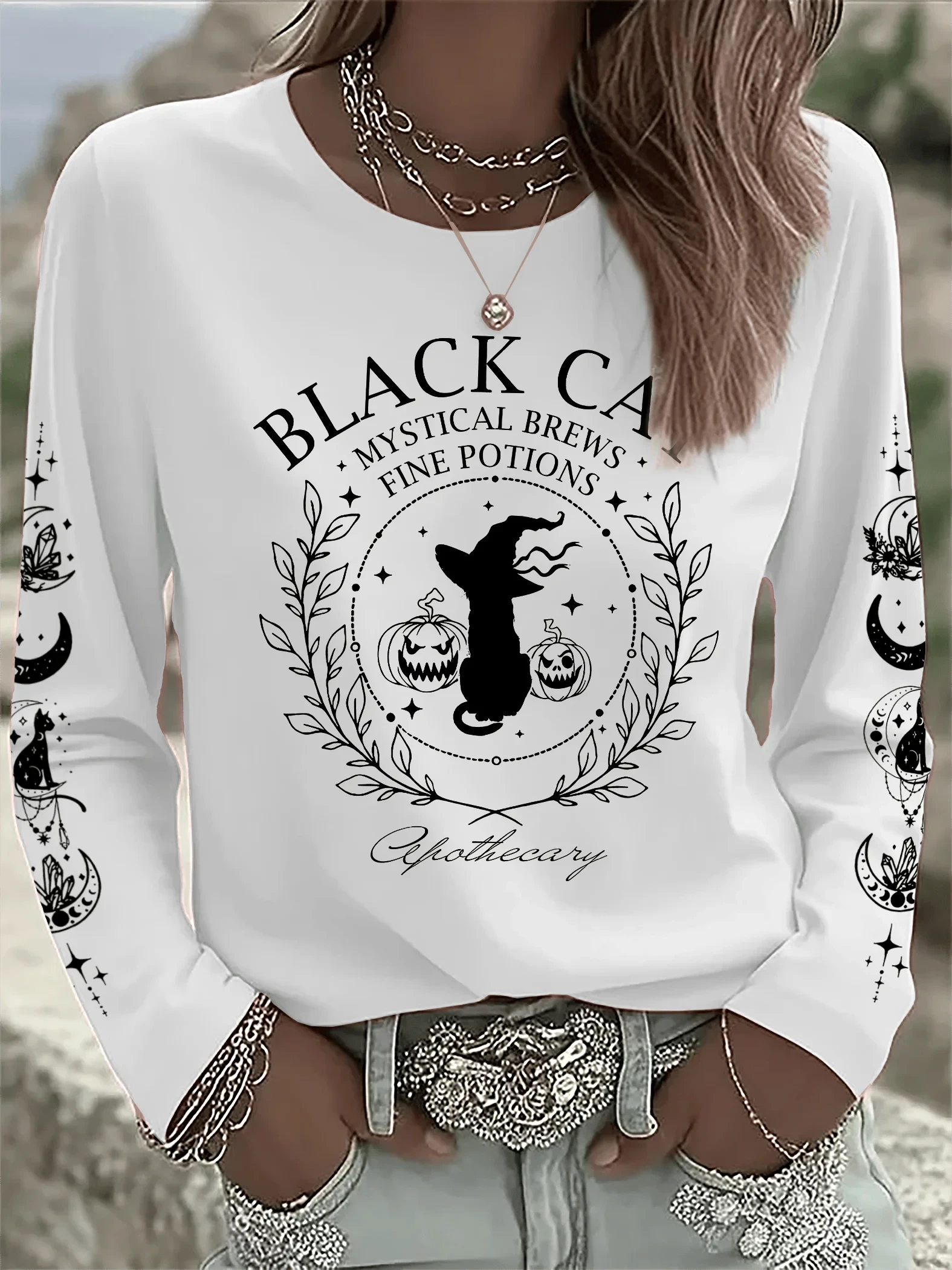 Black Cat Mystical Brews Fine Potions Apothecary Sweatshirt Halloween Clothes Gift For Cat Lover - Kdjoy Black Cat Mystical Brews Fine Potions Apothecary Sweatshirt Halloween Clothes Gift For Cat Lover - Kdjoy