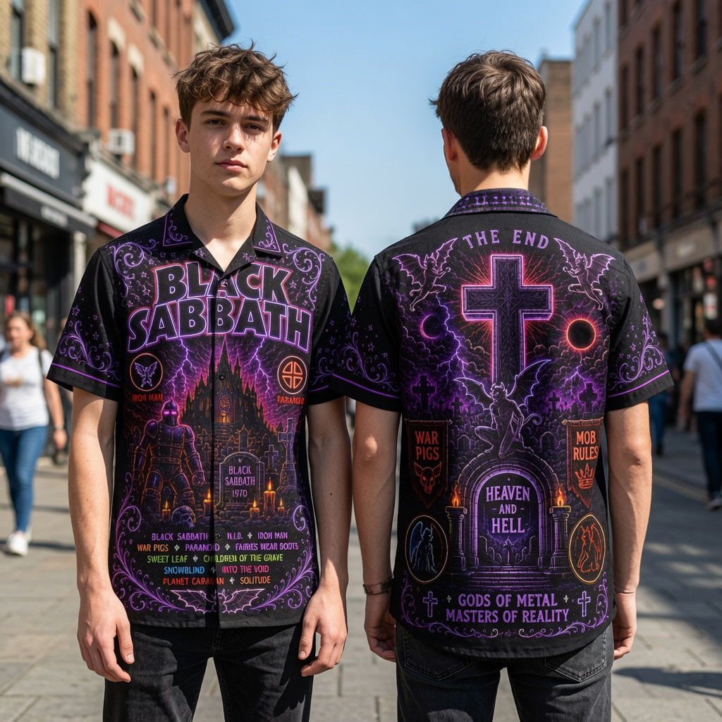 Black Sabbath Neon Light Iron Man Heavy Metal Hawaiian Shirt Black Sabbath Merch Fan Gifts - Kdjoy Black Sabbath Neon Light Iron Man Heavy Metal Hawaiian Shirt Black Sabbath Merch Fan Gifts - Kdjoy