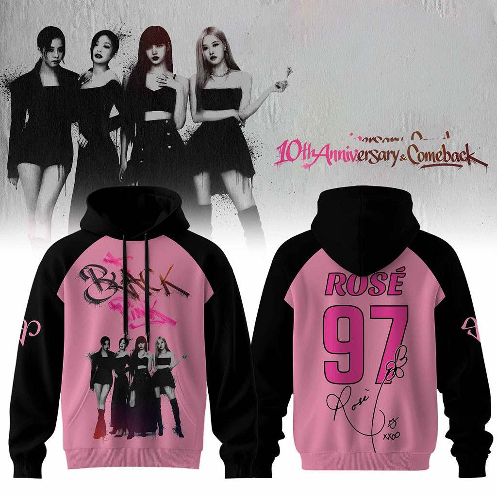 Blackpink 10th Anniversary Comeback #97 Rose Hoodie Blackpink Merch Gift For Kpop Lovers - Kdjoy