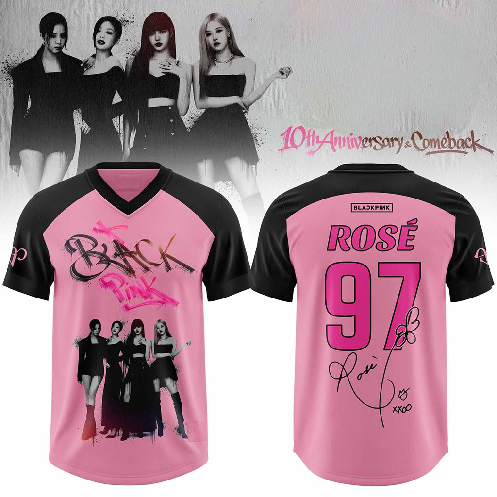 Blackpink 10th Anniversary Comeback #97 Rose Jersey Shirt Blackpink Merch Kpop Fan Gifts - Kdjoy