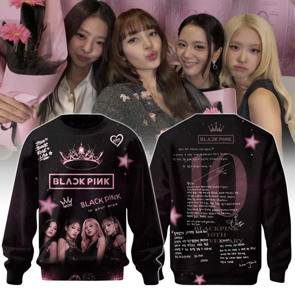 Blackpink 10Th Anniversary Merch 2026 Blackpink In Your Area Sweatshirt Gifts For Kpop Fans