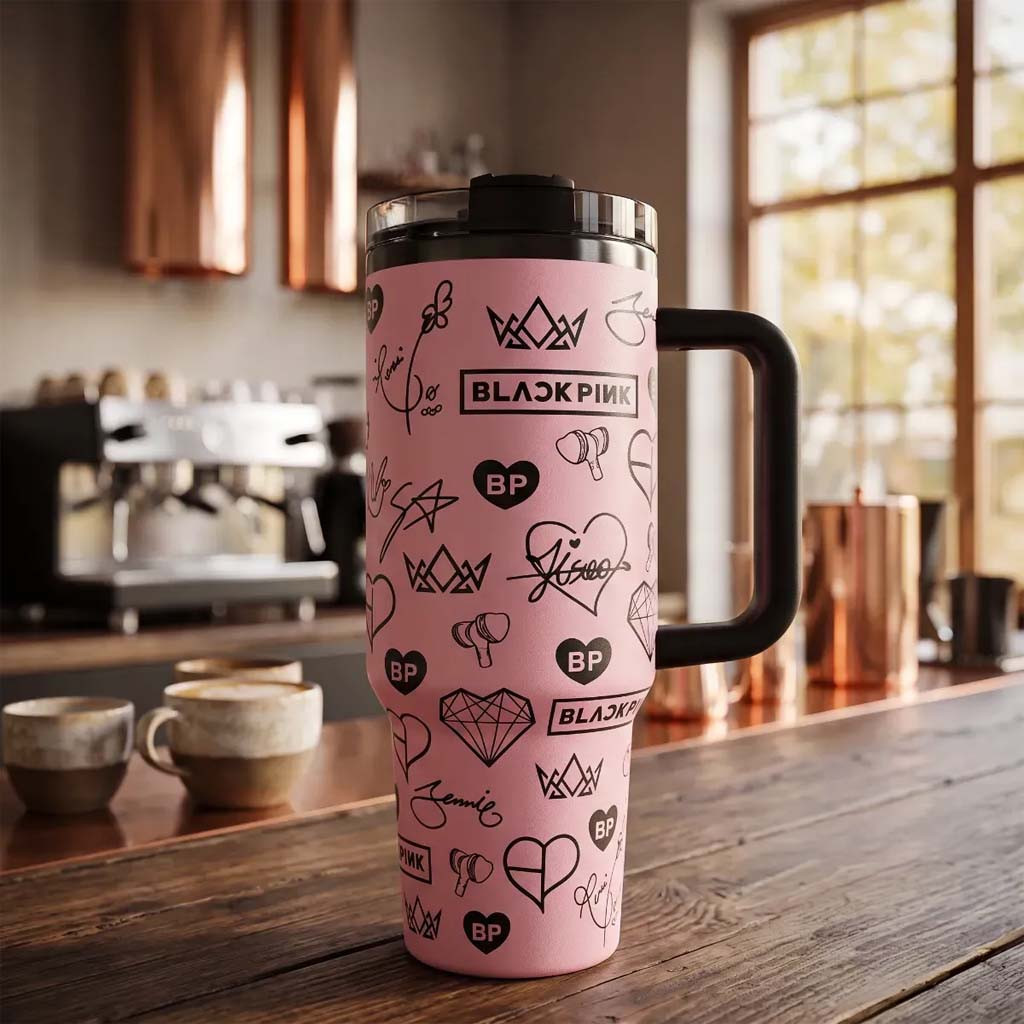 Blackpink Signatures Pink 40oz Tumbler Blackpink Merch Best Gift For Kpop Fan - Kdjoy