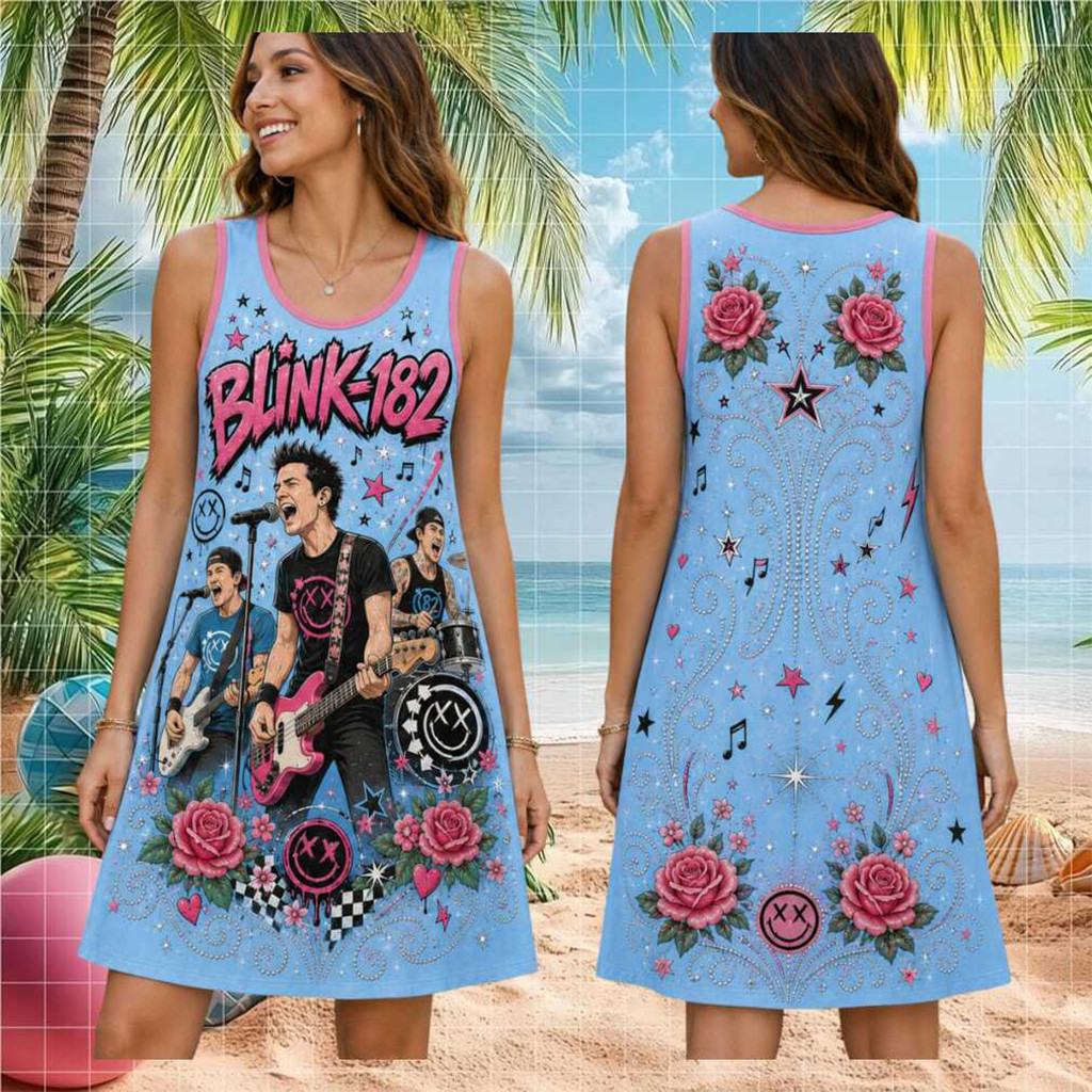 Blink 182 Pop Punk Rock Tour Vintage Sleeveless Dress Concert Fans Apparel Blink 182 Merch 2026 - Kdjoy