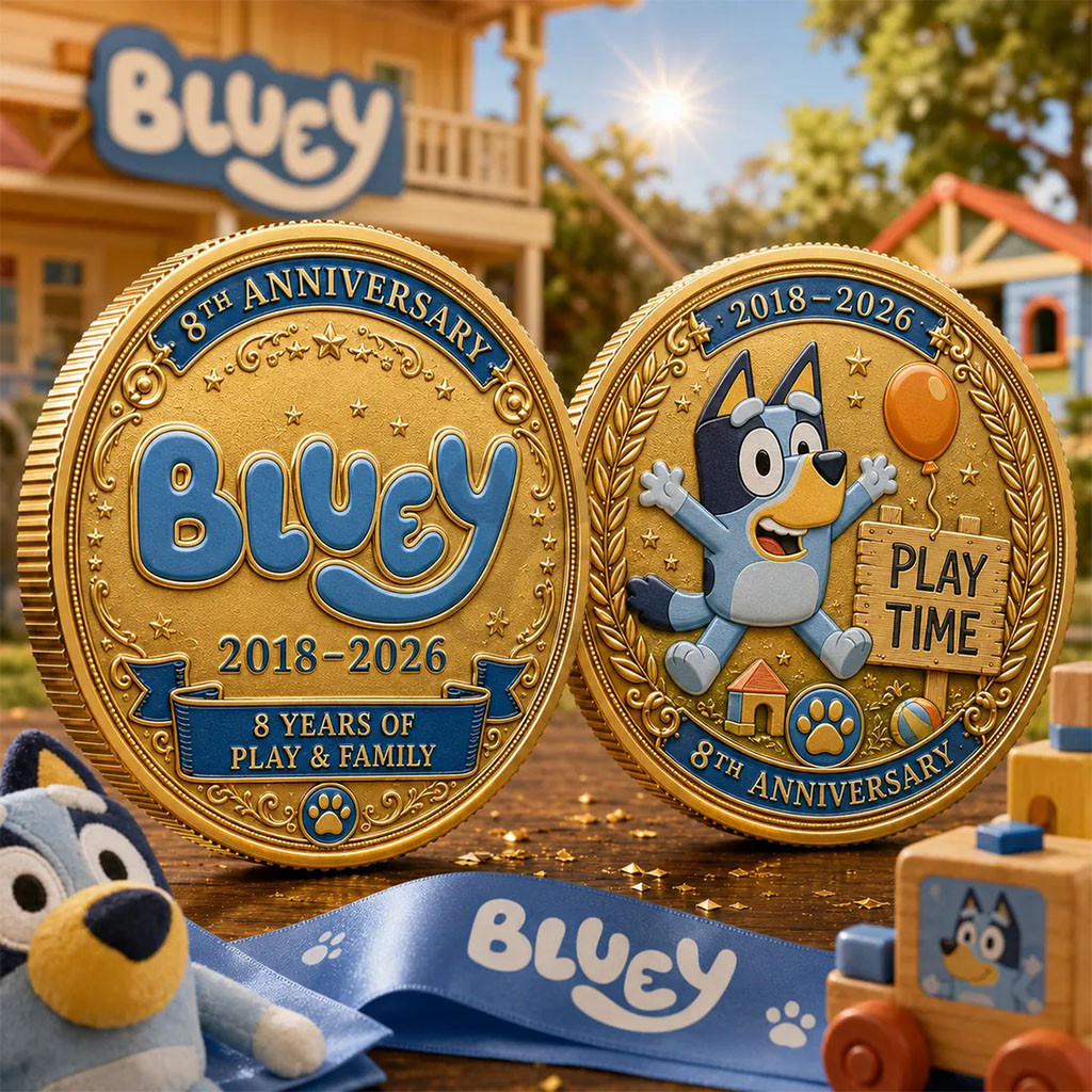 Bluey 8th Anniversary Commemorative Coin 2026 8 Years Of Play And Family Bluey Merch Gifts - Kdjoy