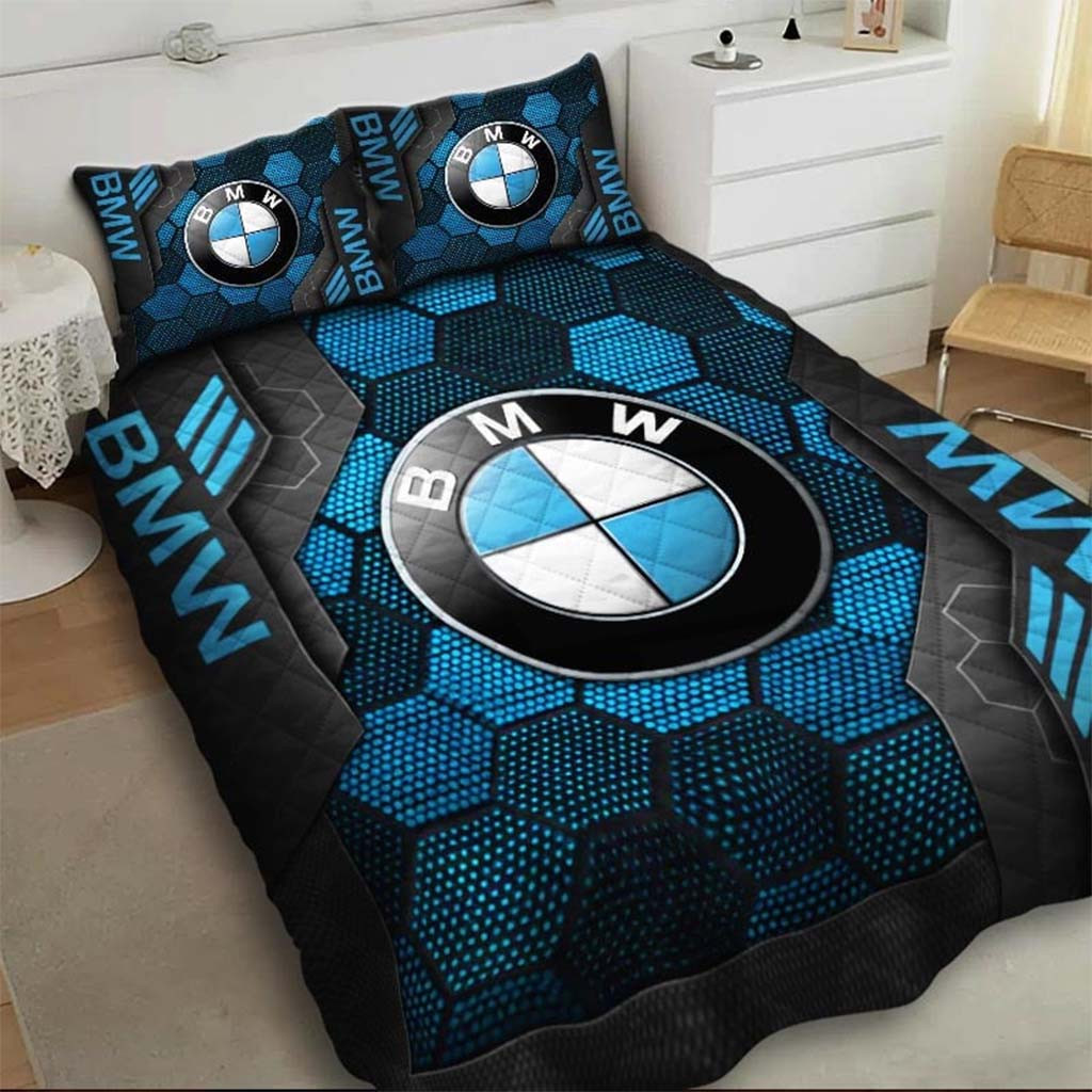 BMW Sport Quilt Bedding Set Bedroom Decor Ideas Best Gift For Dad - Kdjoy