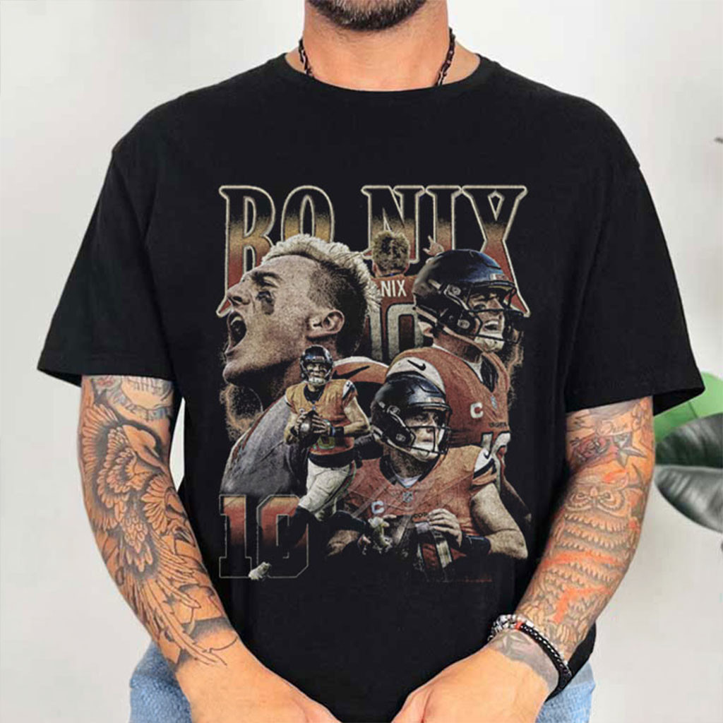 Bo Nix #10 Denver Broncos T-Shirt Bo Nix Merch Best Gift For Football Lovers - Kdjoy