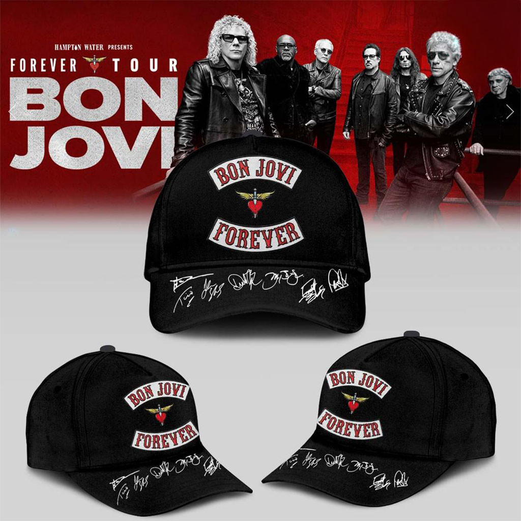 Bon Jovi Forever Tour Hat Black Bon Jovi Merch Birthday Present For Him - Kdjoy