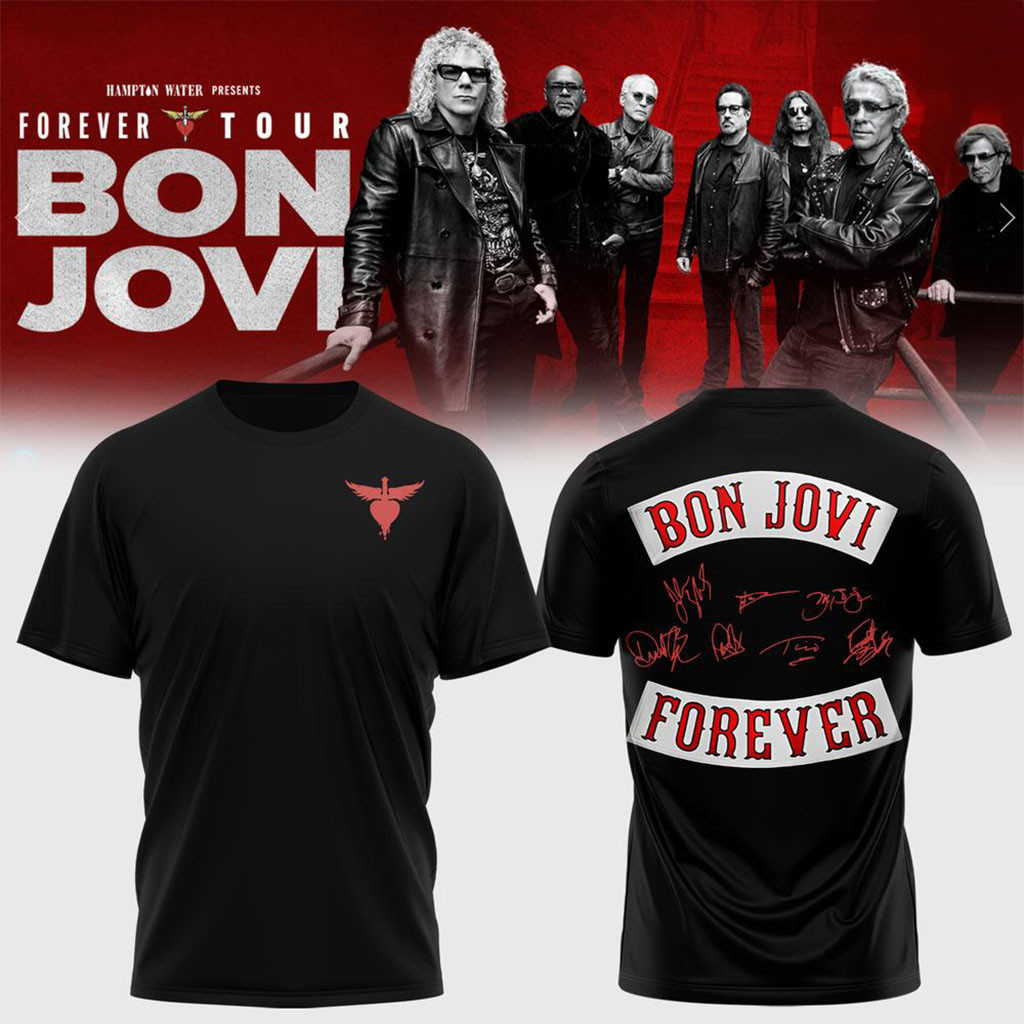 Bon Jovi Forever Tour T-Shirt Black Bon Jovi Merch Presents For Music Lovers - Kdjoy