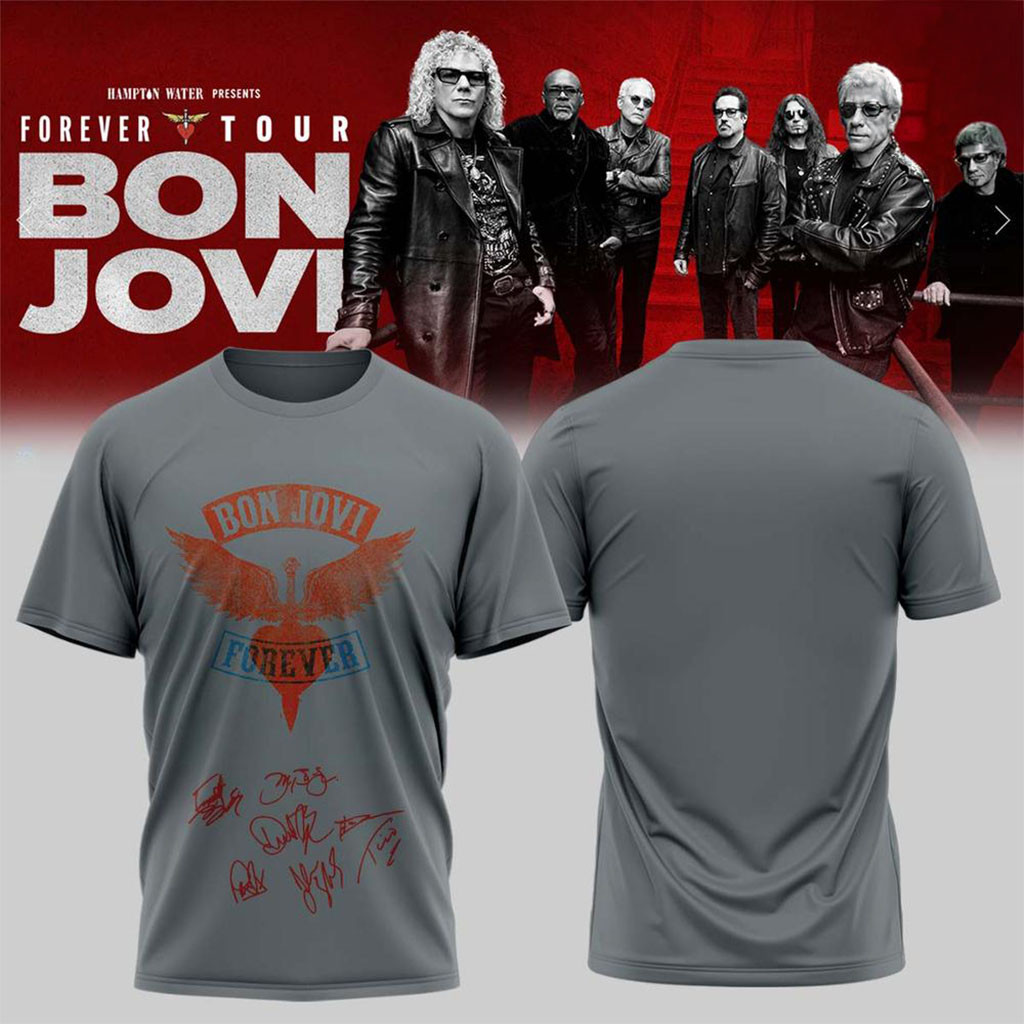 Bon Jovi Forever Tour T-Shirt Grey Bon Jovi Merch Birthday Present For Husband - Kdjoy