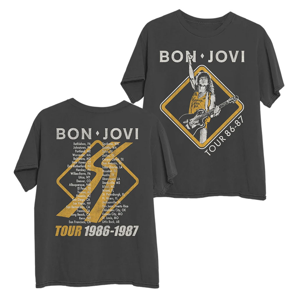 Bon Jovi Merch 2026 Slippery When Wet Tour 86 87 T-Shirt Gifts For Rock Music Lovers - Kdjoy